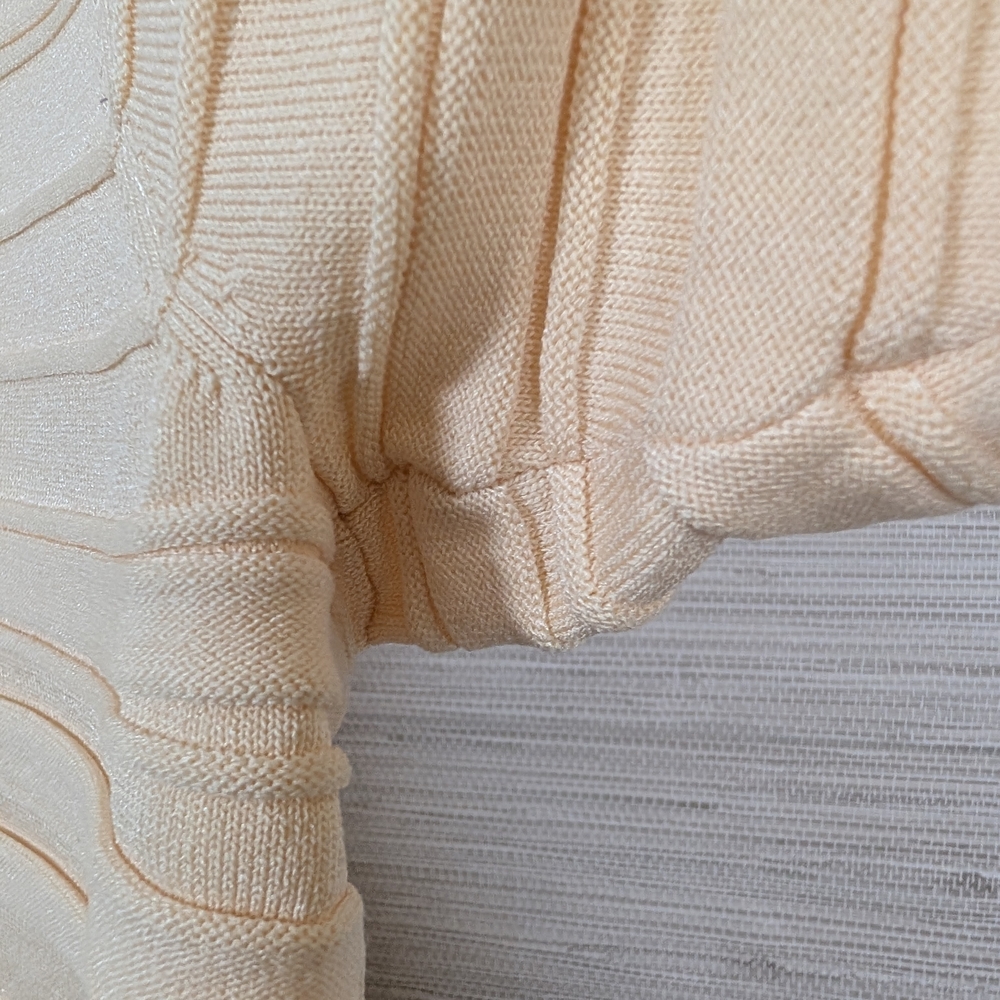 OAK + FORT Cream Short-Sleeve Cropped Cardigan Butter Yellow Cream Large - Picture 6 of 8